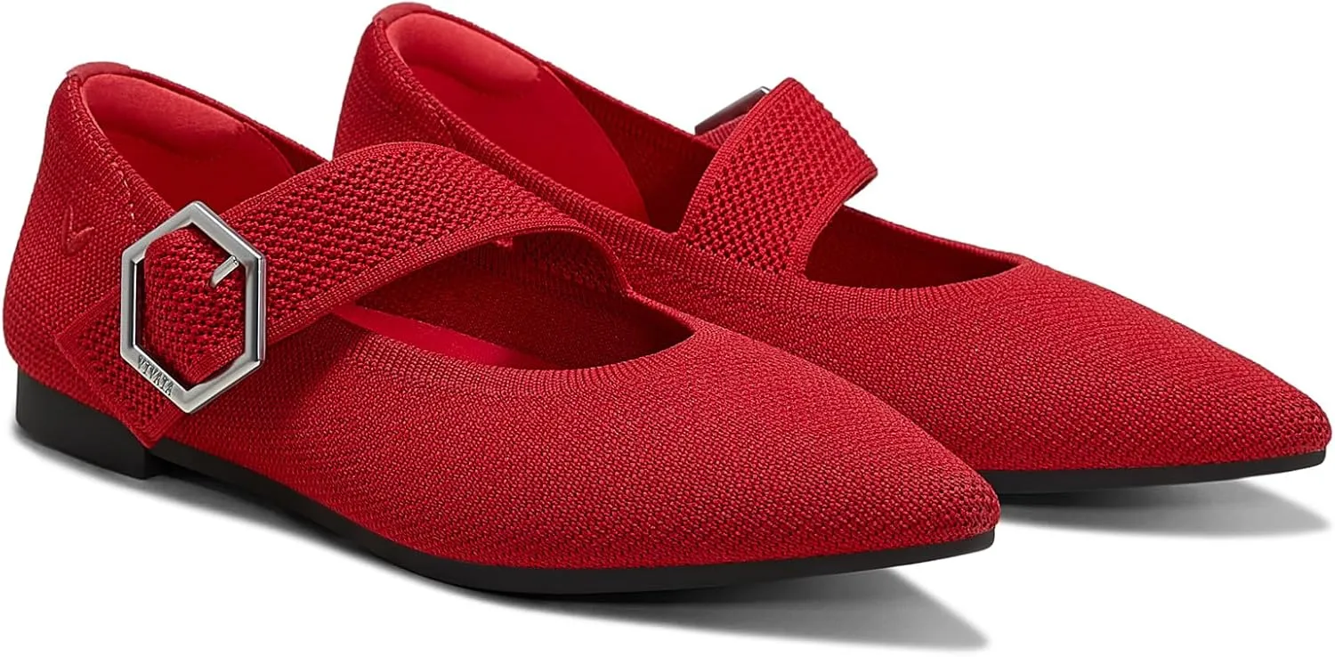 VIVAIA Maria Pointed-Toe Mary-Jane Flats Shoes for Women Washable Ballet Flats Comfortable Casual Shoes with AdaptAll Strap Dressy