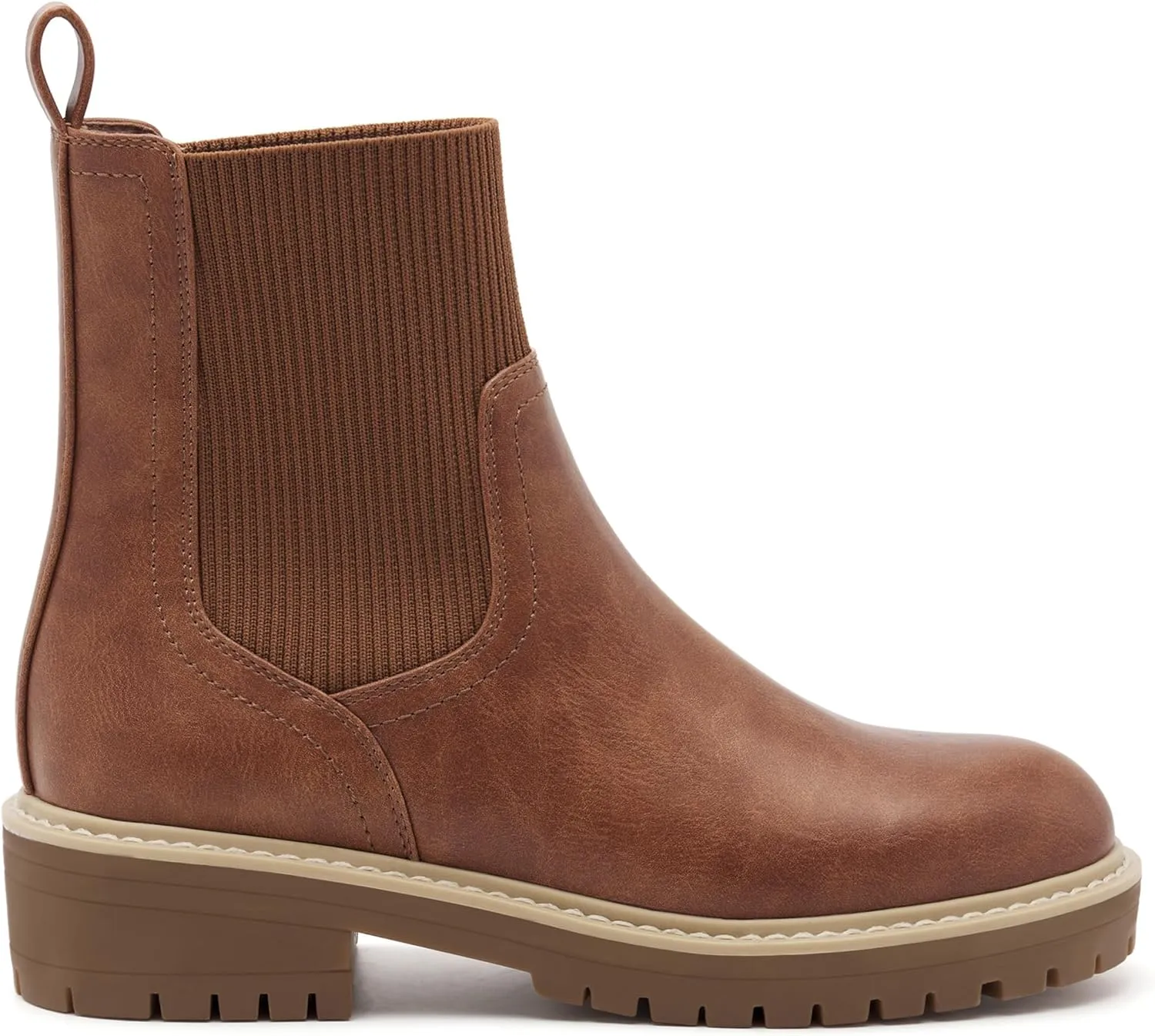 vodvob Women's Elastic Chelsea Boots Chunky Low Heel Platform Slip On Lug Sole Ankle Booties