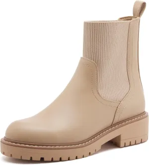vodvob Women's Elastic Chelsea Boots Chunky Low Heel Platform Slip On Lug Sole Ankle Booties
