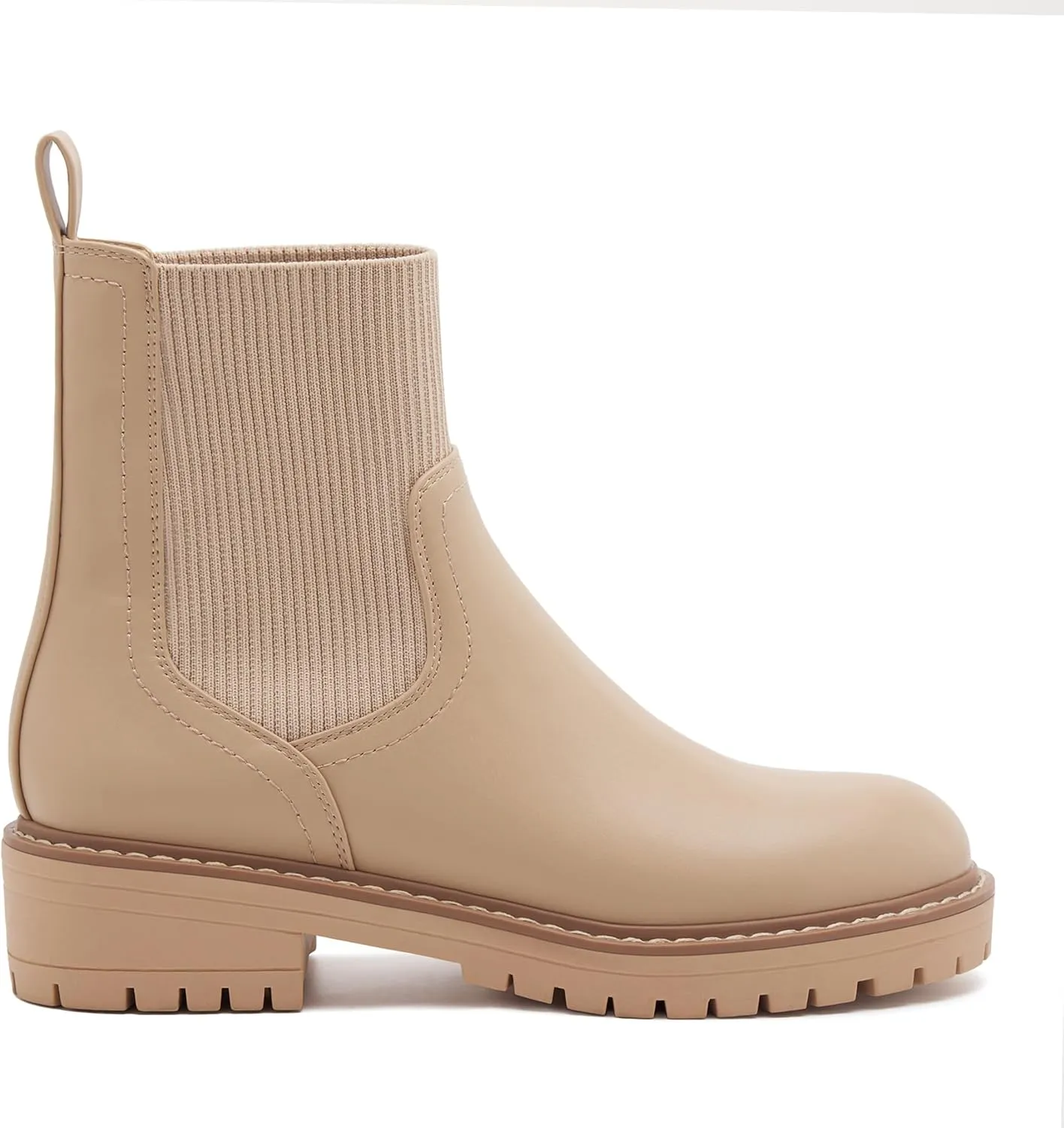 vodvob Women's Elastic Chelsea Boots Chunky Low Heel Platform Slip On Lug Sole Ankle Booties