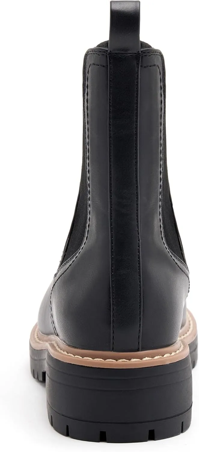 vodvob Women's Elastic Chelsea Boots Chunky Low Heel Platform Slip On Lug Sole Ankle Booties
