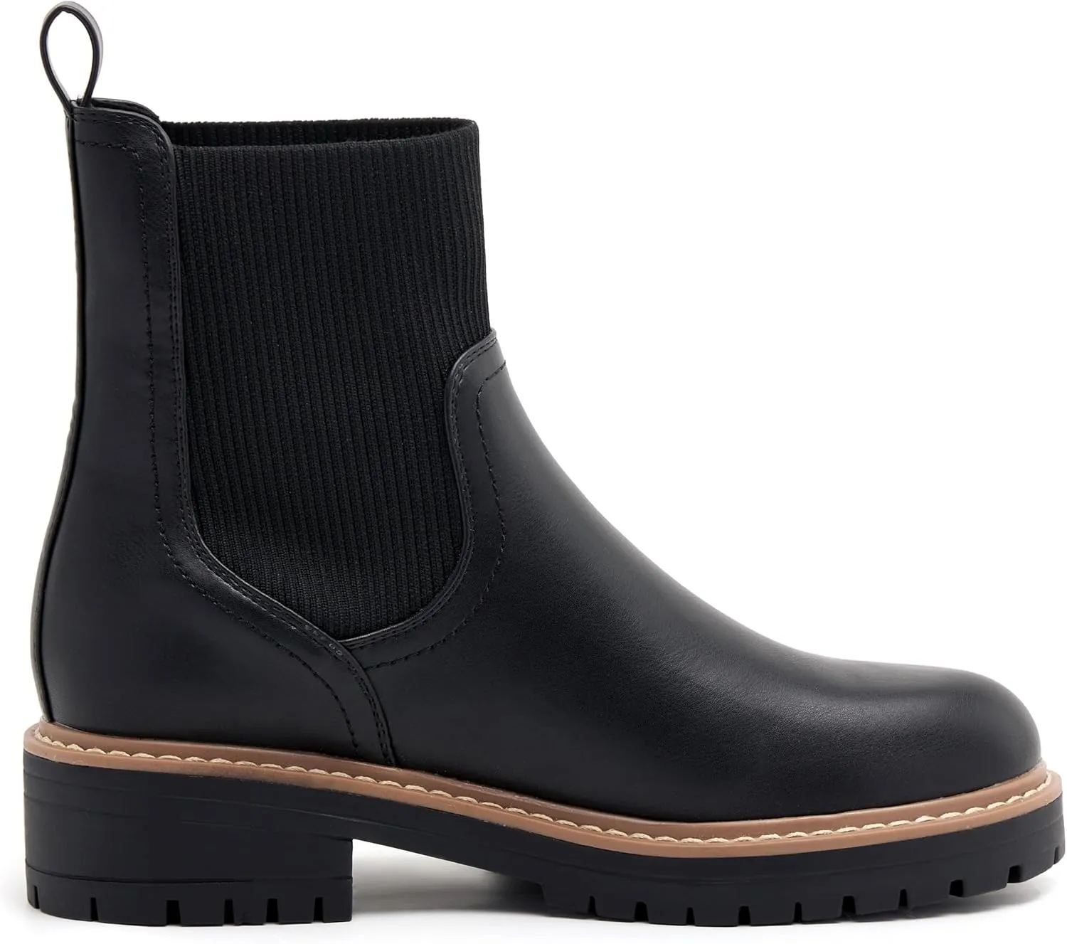 vodvob Women's Elastic Chelsea Boots Chunky Low Heel Platform Slip On Lug Sole Ankle Booties