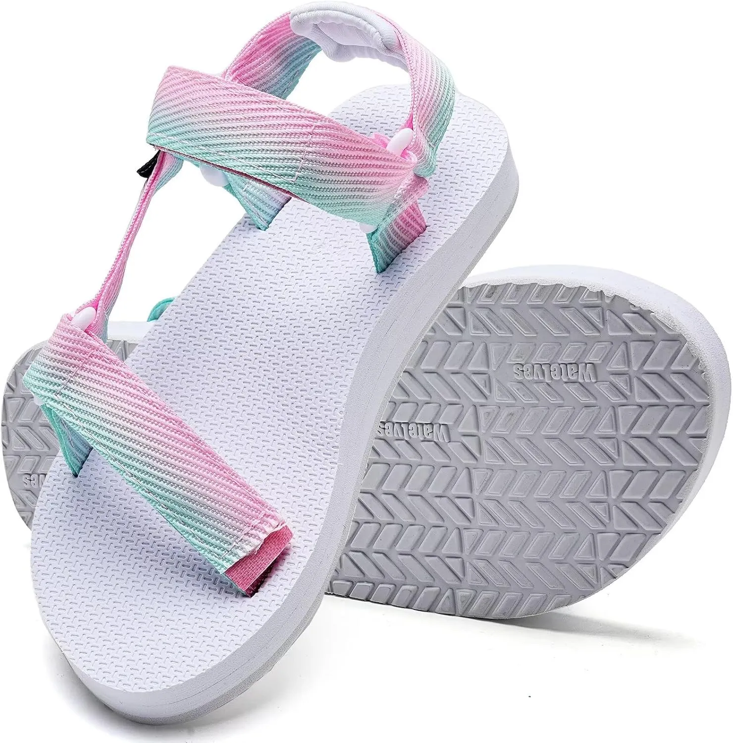 WateLves Kids Sandals Boys Girls Lightweight Non-slip Athletic Sandals with Adjustable Webbing for Hiking Walking Beach Water Sports