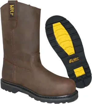 WOLF Work Boot | 100% Genuine Upper Leather | Oil, Heat, Chemical Resistant | Electrical Hazards | Non-Slip Rubber Sole | Dual Pullers | Construction | Industrial PPE