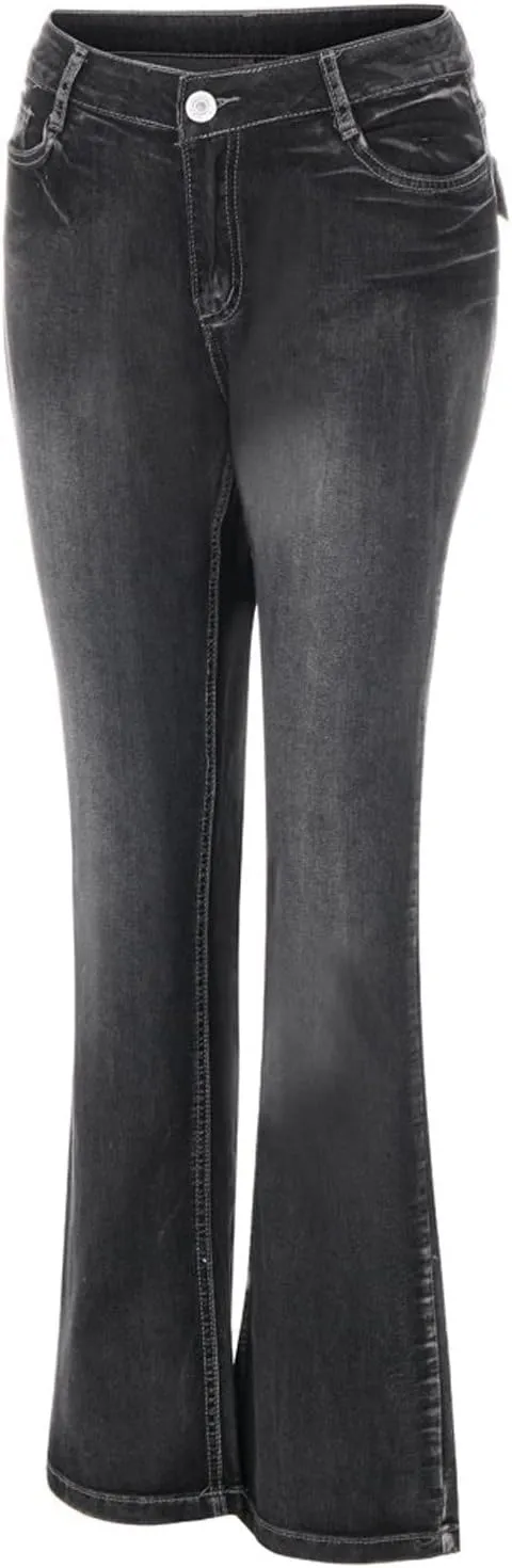 Women Stacked Jeans Pants Bootcut Jeans Workout Clothes Baggy Jean Trendy Fall Denim Pants Available in Large Sizes