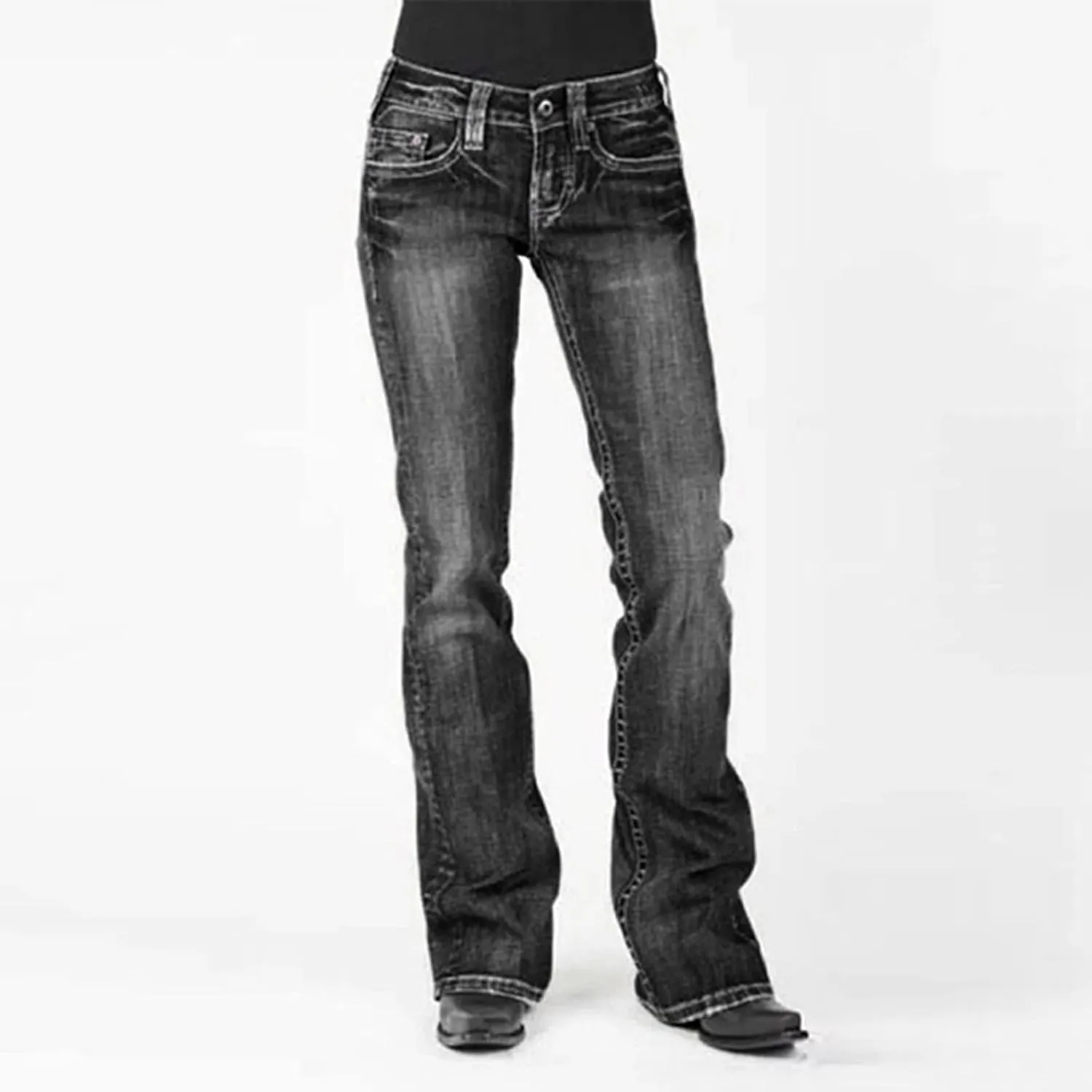 Women Stacked Jeans Pants Bootcut Jeans Workout Clothes Baggy Jean Trendy Fall Denim Pants Available in Large Sizes
