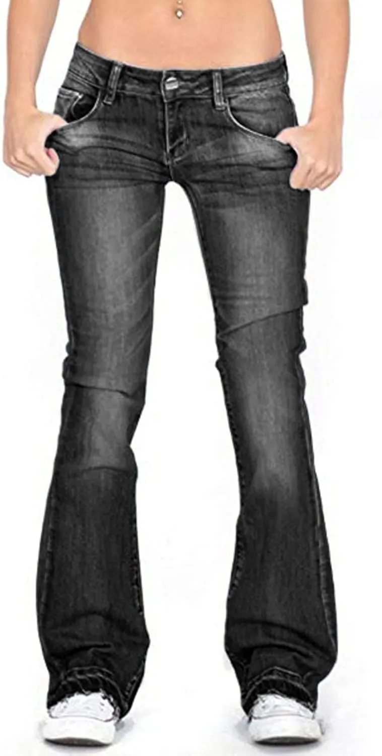 Women Stacked Jeans Pants Bootcut Jeans Workout Clothes Baggy Jean Trendy Fall Denim Pants Available in Large Sizes