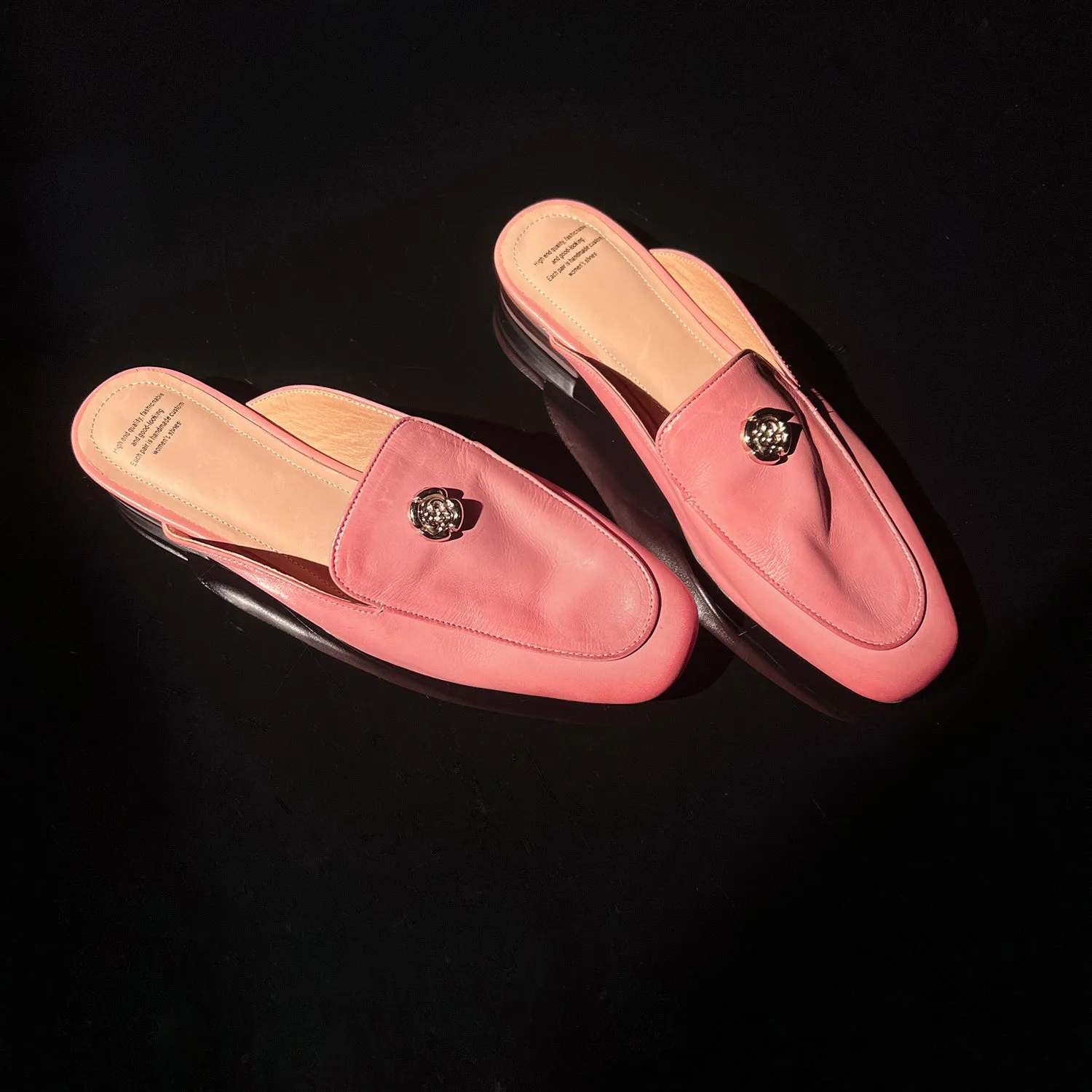 Women's Handmade Leather Flat Stylish Slip-on Mules for Summer