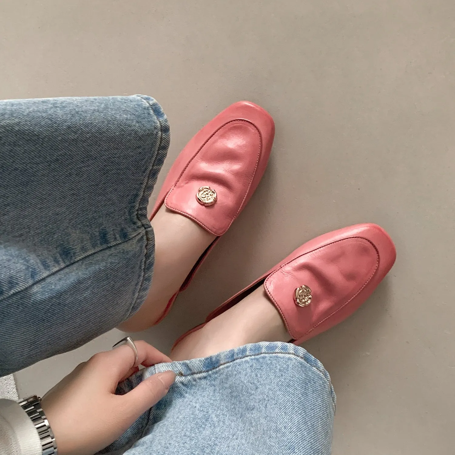 Women's Handmade Leather Flat Stylish Slip-on Mules for Summer