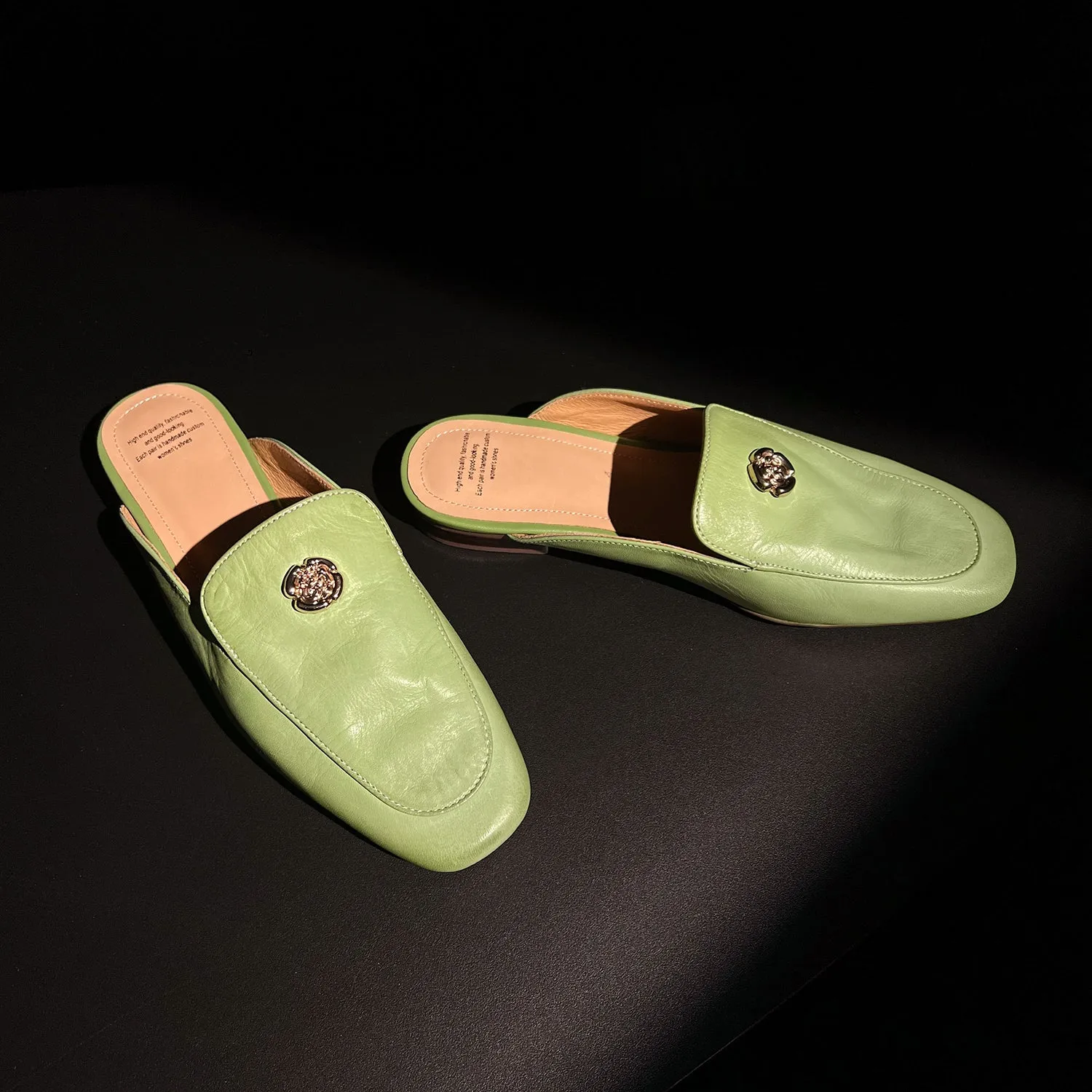 Women's Handmade Leather Flat Stylish Slip-on Mules for Summer