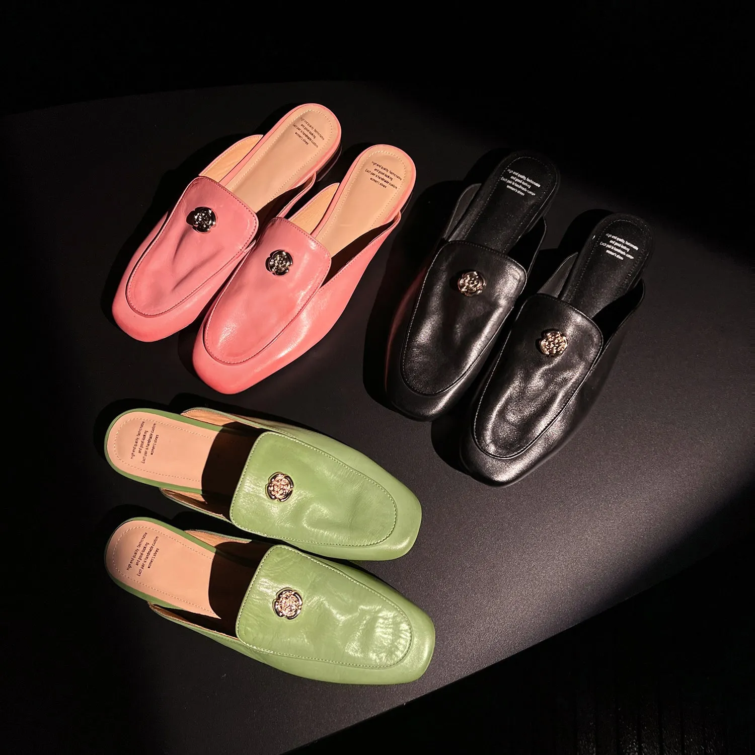 Women's Handmade Leather Flat Stylish Slip-on Mules for Summer