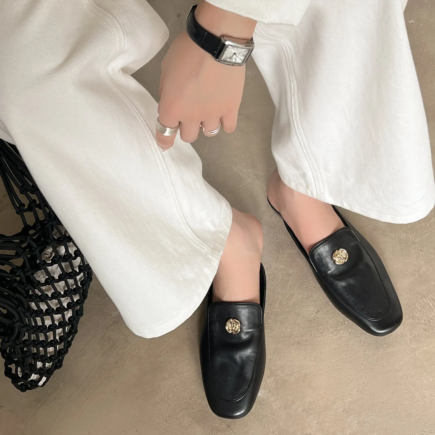 Women's Handmade Leather Flat Stylish Slip-on Mules for Summer