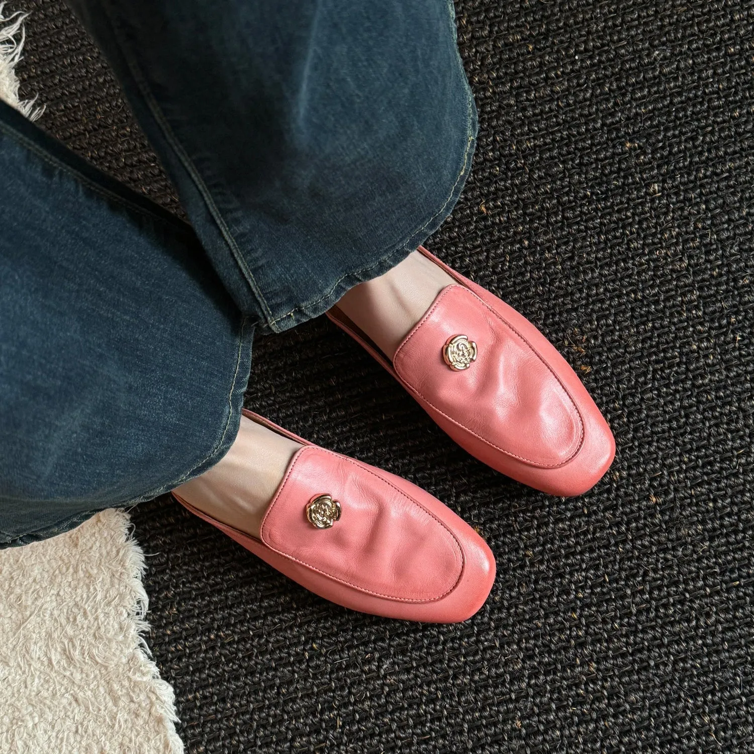 Women's Handmade Leather Flat Stylish Slip-on Mules for Summer