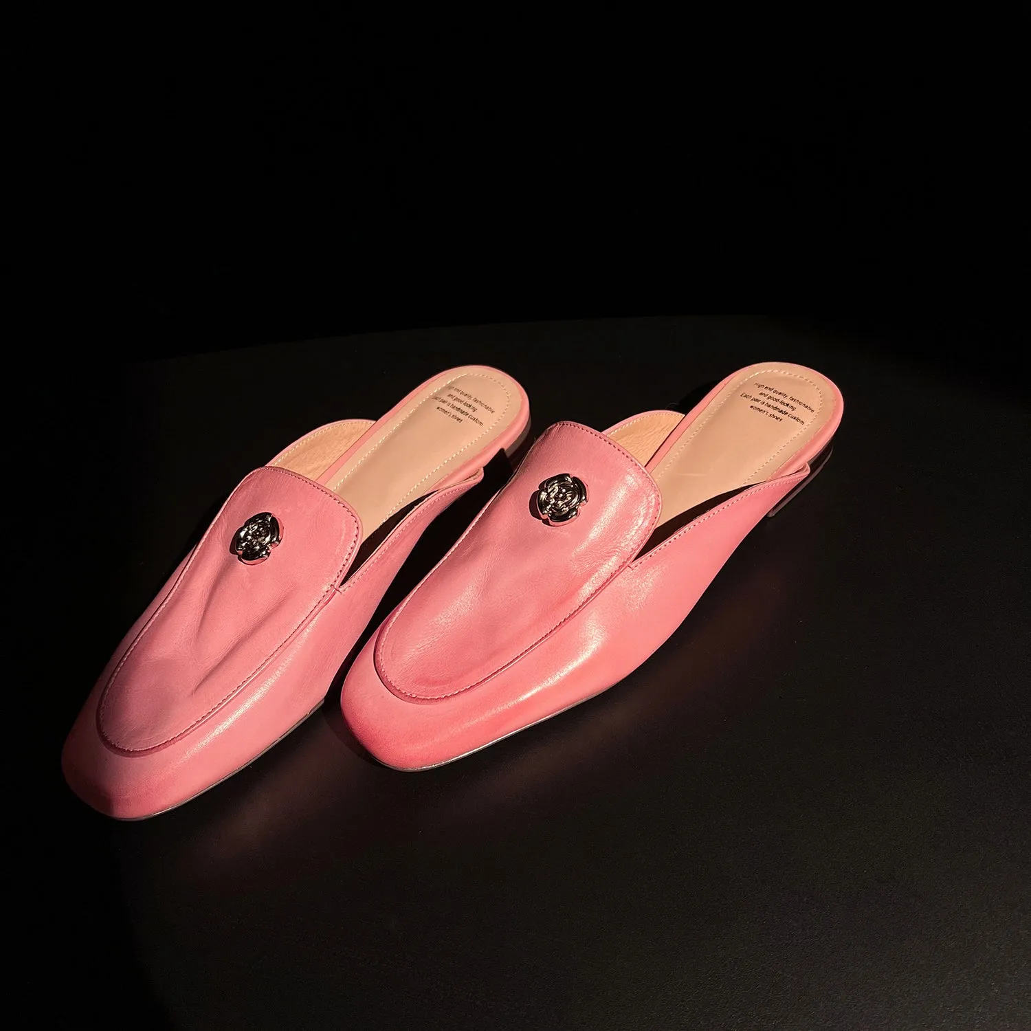 Women's Handmade Leather Flat Stylish Slip-on Mules for Summer