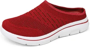 Women's mesh Breathable Soft Sole Mules Fashion Knitted Backless Slip on Lightweight Walking Shoes Casual Comfortable Outdoor Sports Wedge Mule