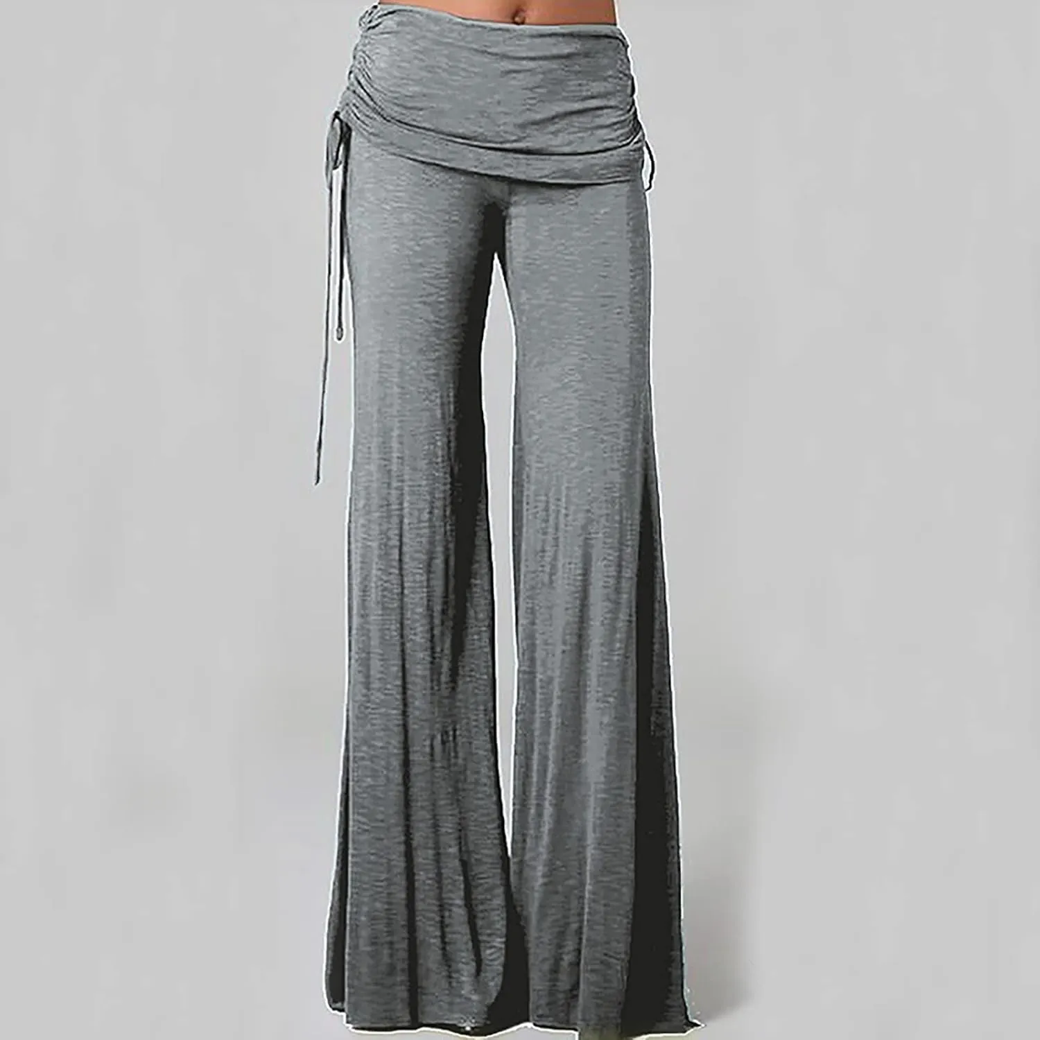 Women's Pleated Wide Leg Palazzo Pants High Waisted Flare Yoga Leggings Summer Casual Trendy Trousers