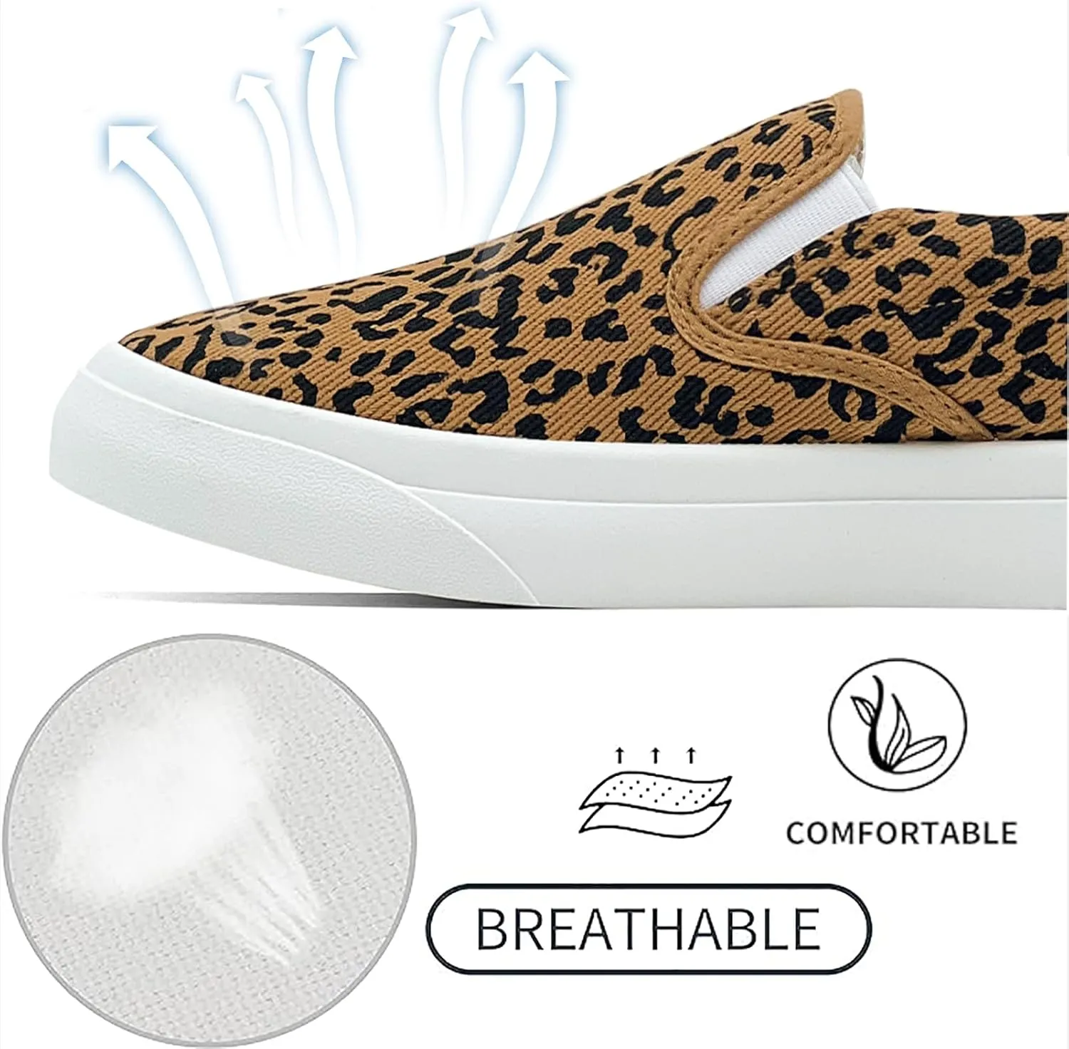 Women's Slip on Sneakers Womens Loafers Classic Canvas Leisure Vintage Flat Fashion Comfortable Elastic Sneakers