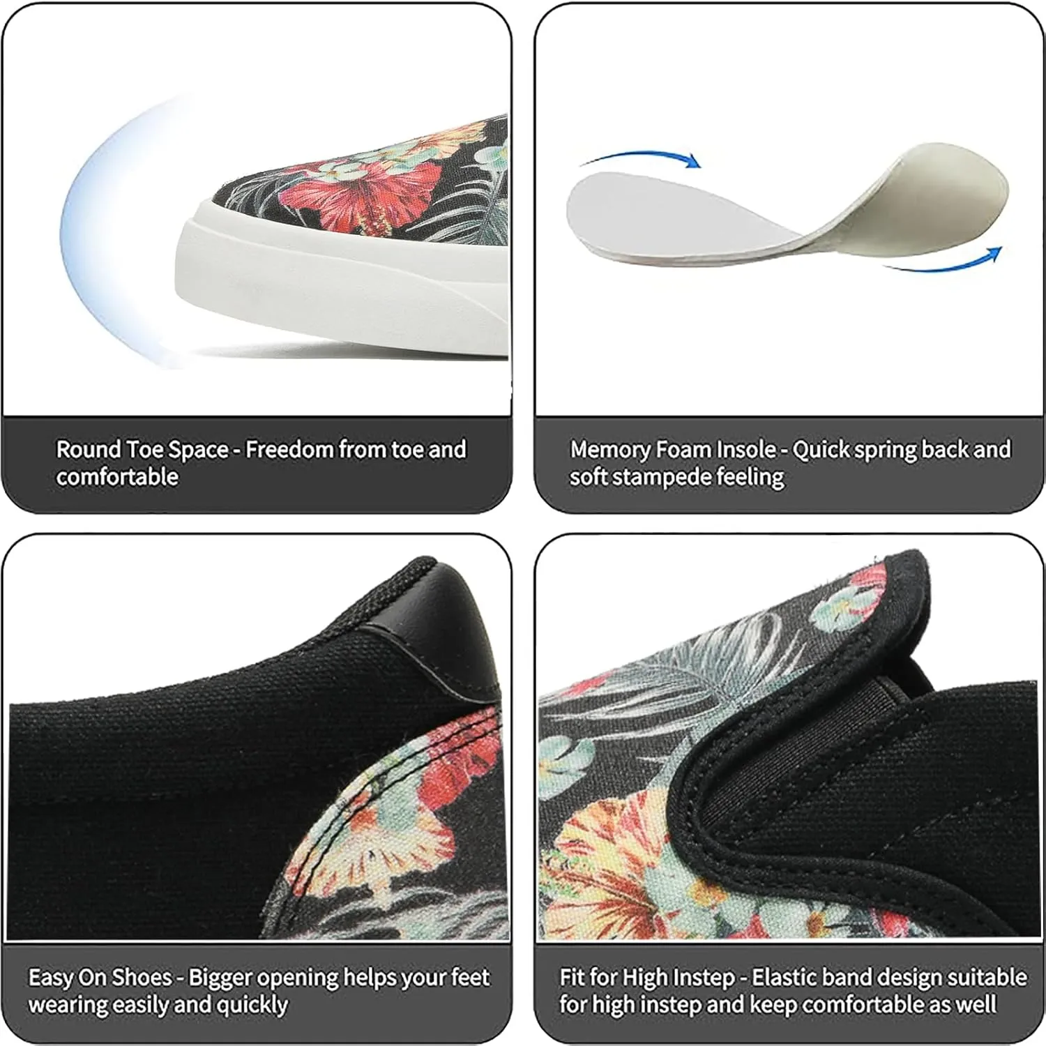 Women's Slip on Sneakers Womens Loafers Classic Canvas Leisure Vintage Flat Fashion Comfortable Elastic Sneakers