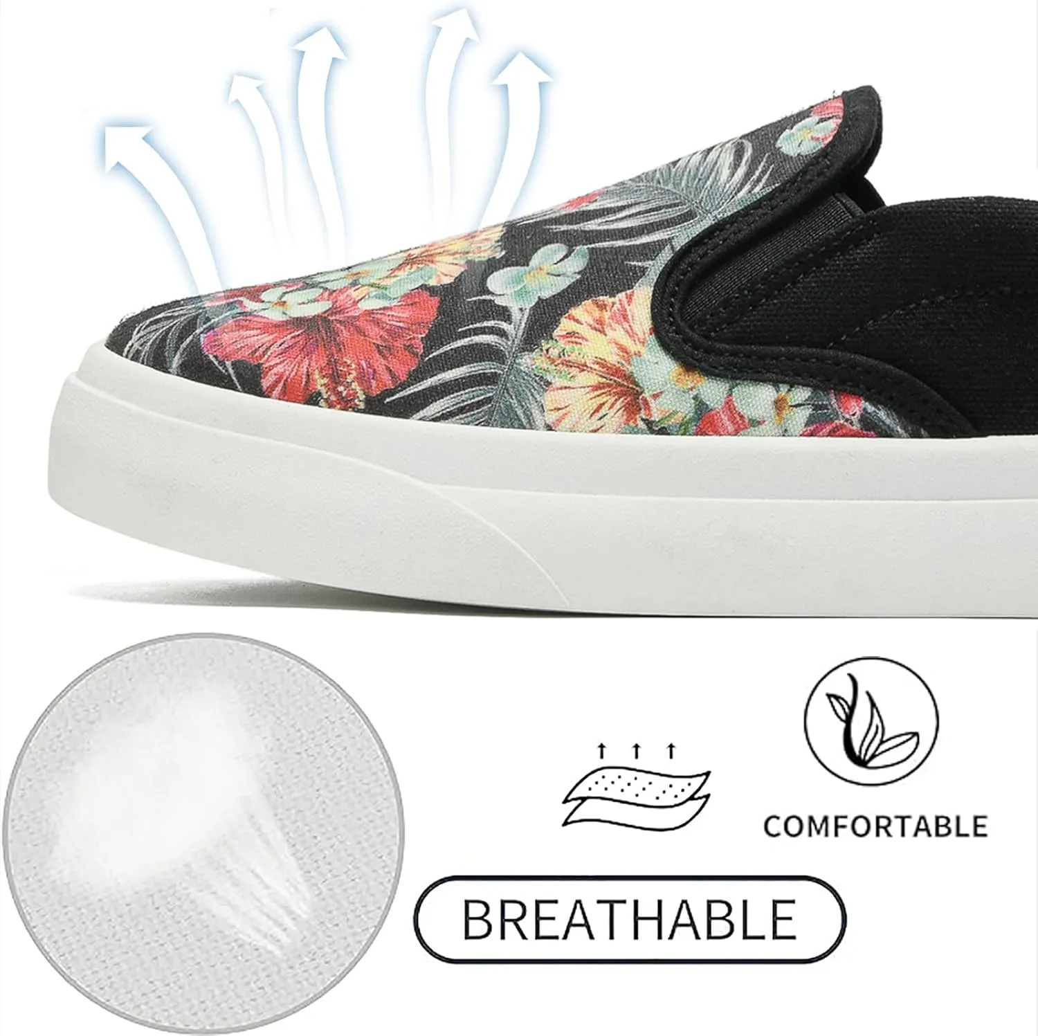 Women's Slip on Sneakers Womens Loafers Classic Canvas Leisure Vintage Flat Fashion Comfortable Elastic Sneakers