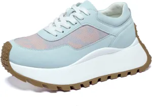 Women's Sneakers Platform Height Increase Comfortable Walking Shoes Low Top Lace Up Casual Sneakers Non-Slip Breathable Workplace Work Shoes