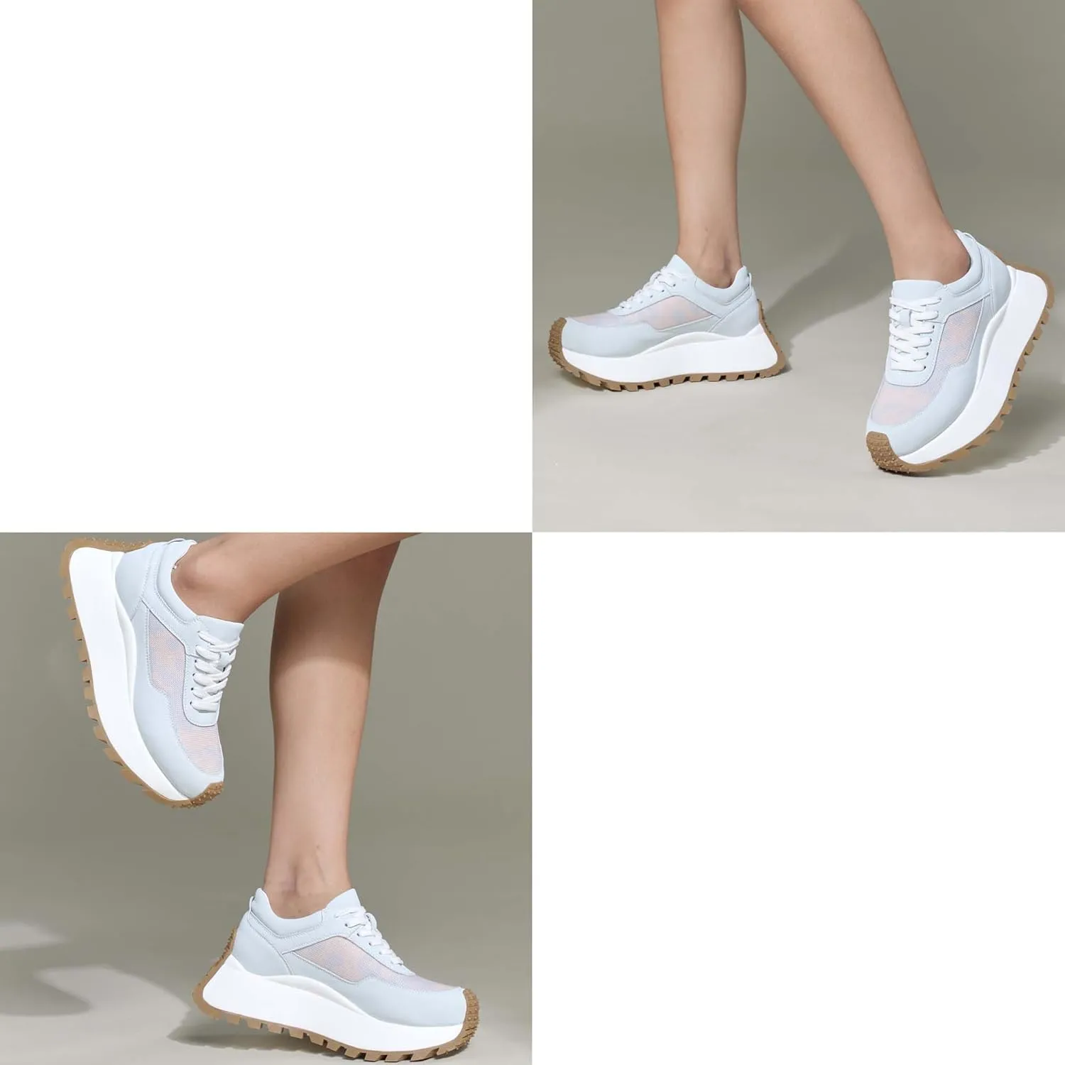 Women's Sneakers Platform Height Increase Comfortable Walking Shoes Low Top Lace Up Casual Sneakers Non-Slip Breathable Workplace Work Shoes