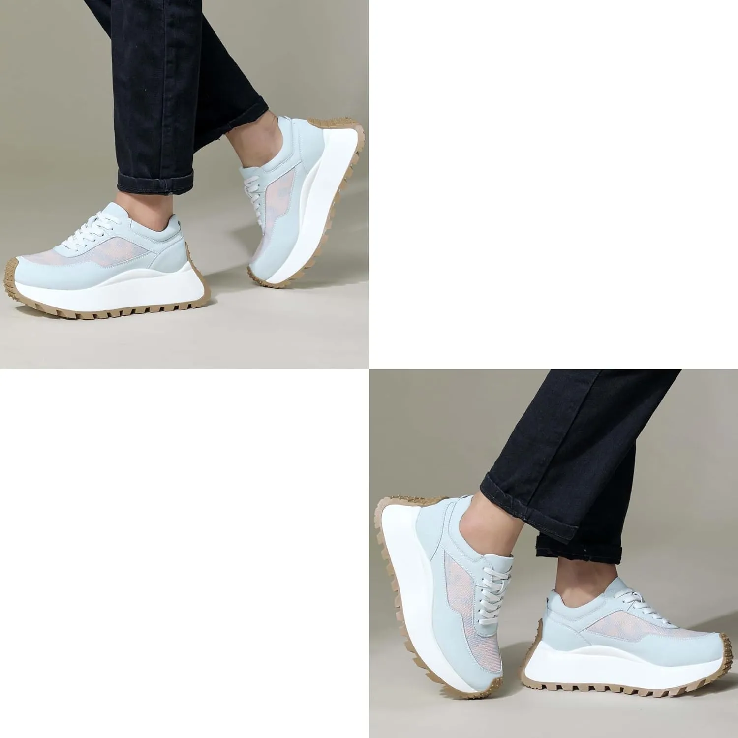 Women's Sneakers Platform Height Increase Comfortable Walking Shoes Low Top Lace Up Casual Sneakers Non-Slip Breathable Workplace Work Shoes