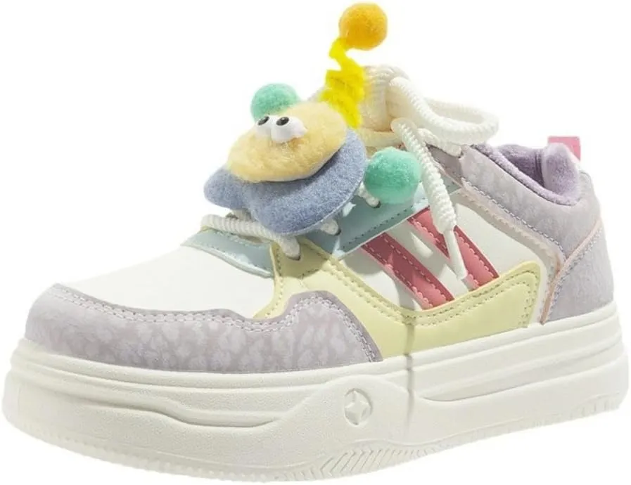 Women's Thick Sole Sneaker Velvet Sneaker Campus Style Sneaker Girls Campus Style Sneakers Thick Sole Fleece Lining Unique Trend Comfortable Warm Youthful Energy