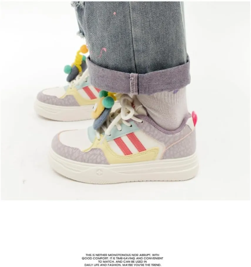 Women's Thick Sole Sneaker Velvet Sneaker Campus Style Sneaker Girls Campus Style Sneakers Thick Sole Fleece Lining Unique Trend Comfortable Warm Youthful Energy
