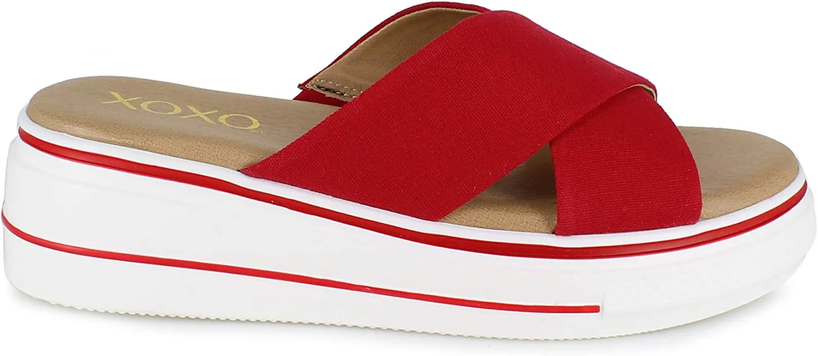 XOXO Women's OLEEN Sandal, RED, 7