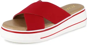XOXO Women's OLEEN Sandal, RED, 7