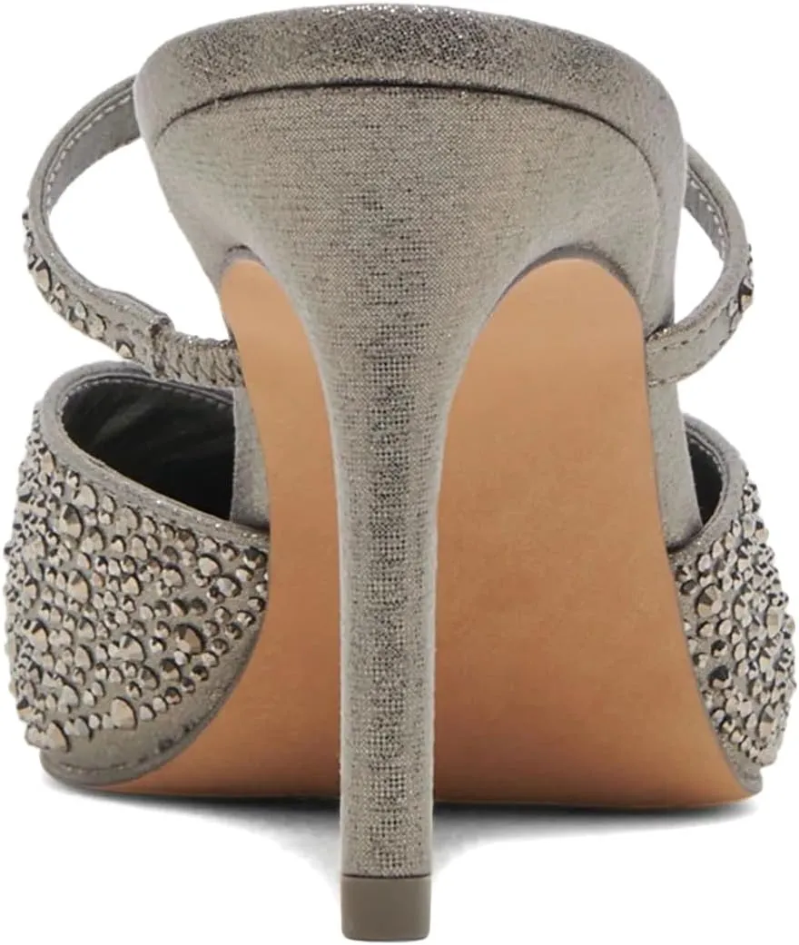 XYD Women Pointed Closed Toe Mules Single Strap Slip On Mid High Heels Sandals Stilettos Chic Ladies Spring Summer Dress Wedding Party Shoes