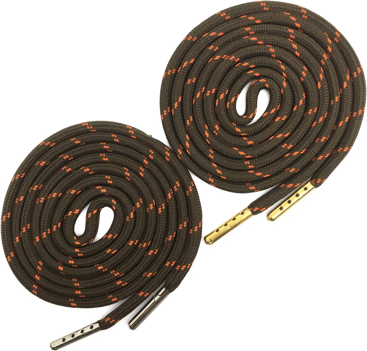 YJRVFINE 1/5" Thick Hiking Shoelaces with Metal Tips Round Boot Laces 2 Pair