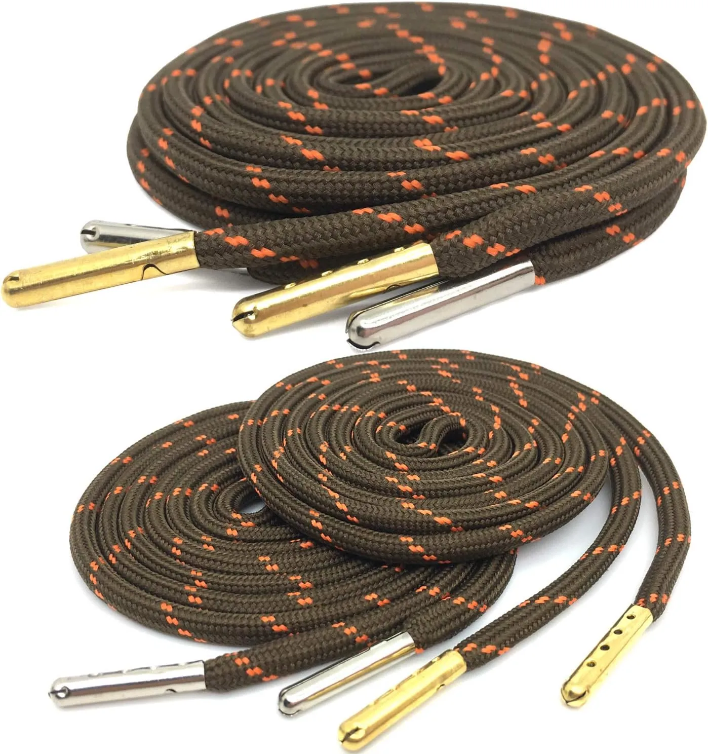 YJRVFINE 1/5" Thick Hiking Shoelaces with Metal Tips Round Boot Laces 2 Pair