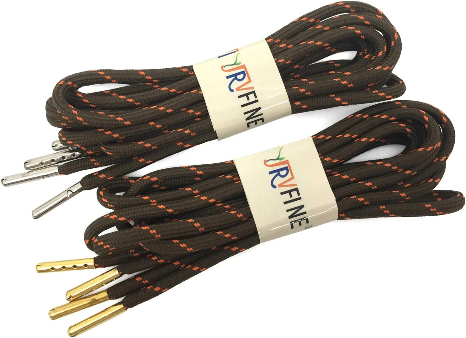 YJRVFINE 1/5" Thick Hiking Shoelaces with Metal Tips Round Boot Laces 2 Pair