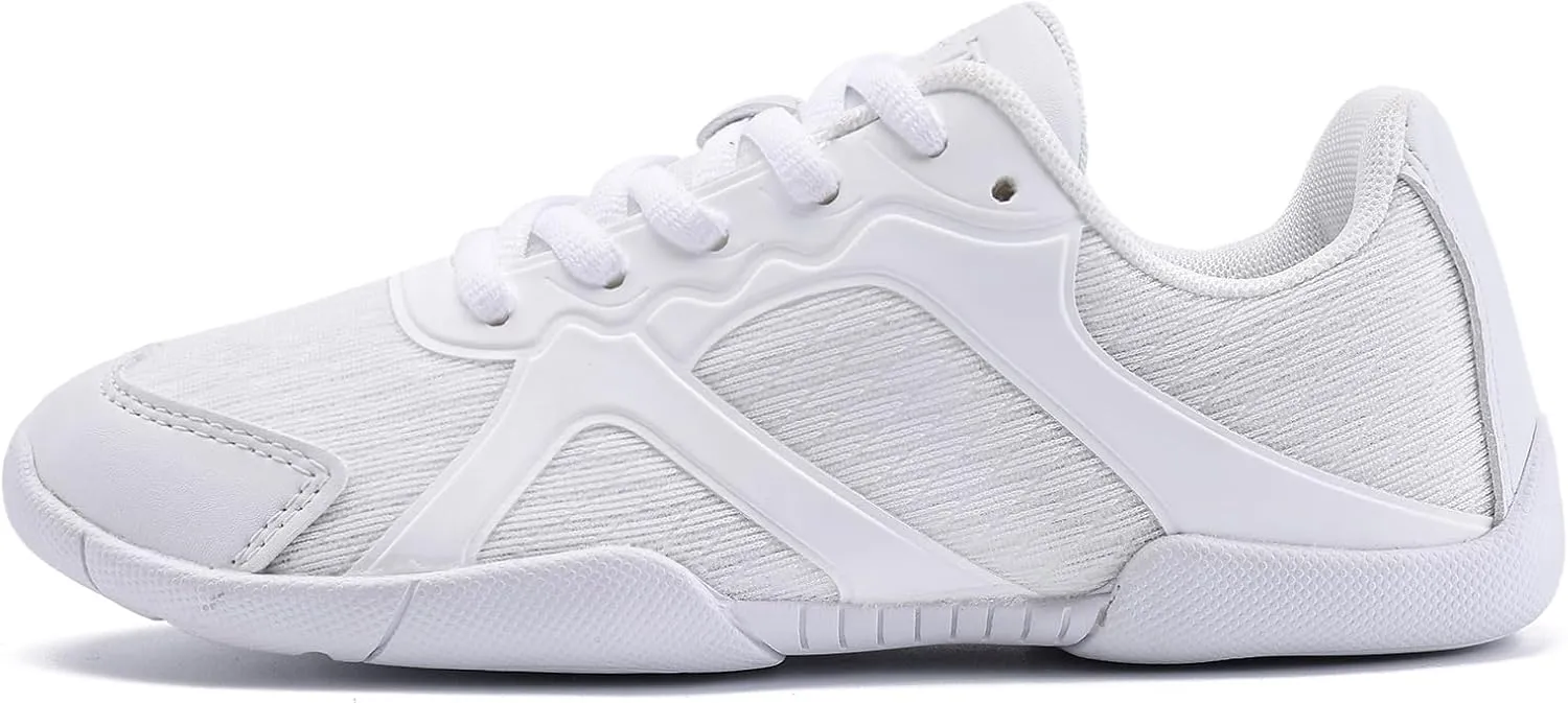 Youth Cheer Shoes Girls White Cheerleading Shoes Dance Athletic Training Breathable Fabric Dancing Lightweight Competition Comfortable Sport Kids Girls Cheer Sneakers